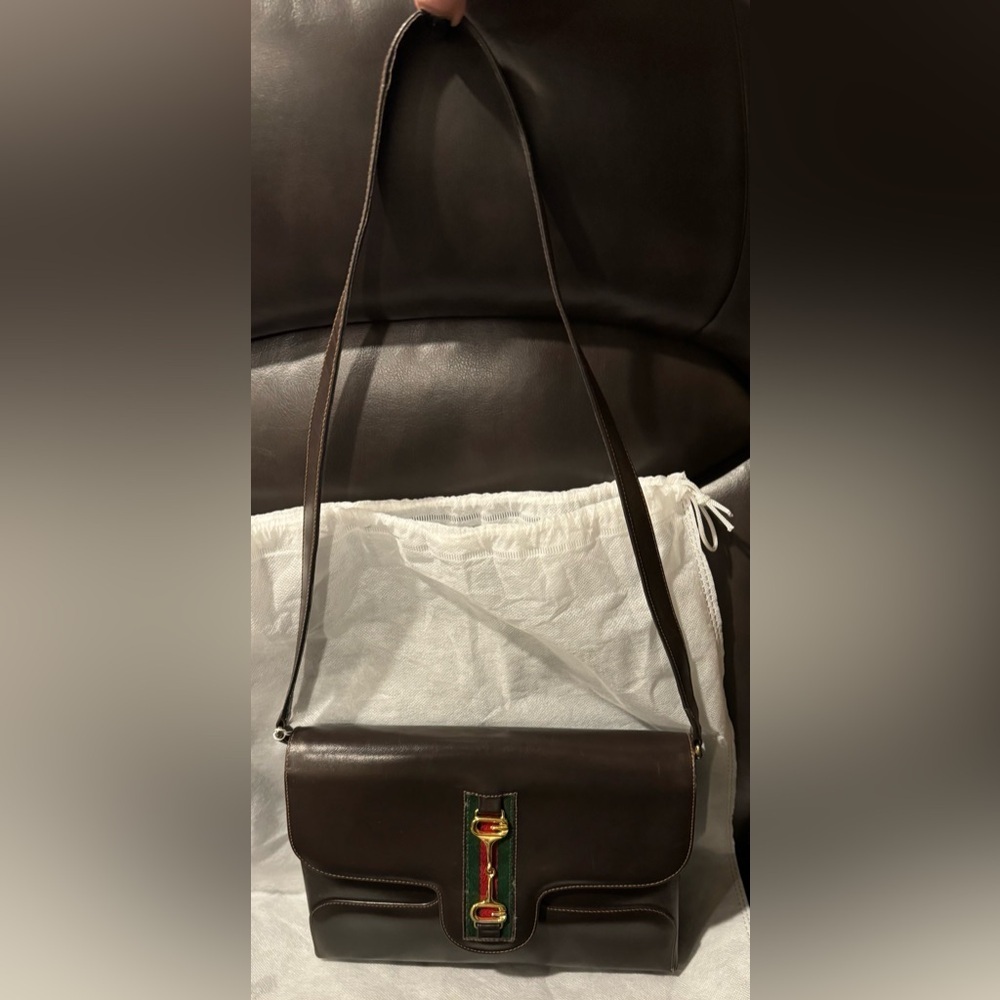 Gucci Horsebit Vintage Sherry Line Convertible Crossbody in Brown Leather - Picture 2 of 16